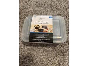 Mainstays Meal Prep Rectangle Food Storage Containers 10pc Black Clear